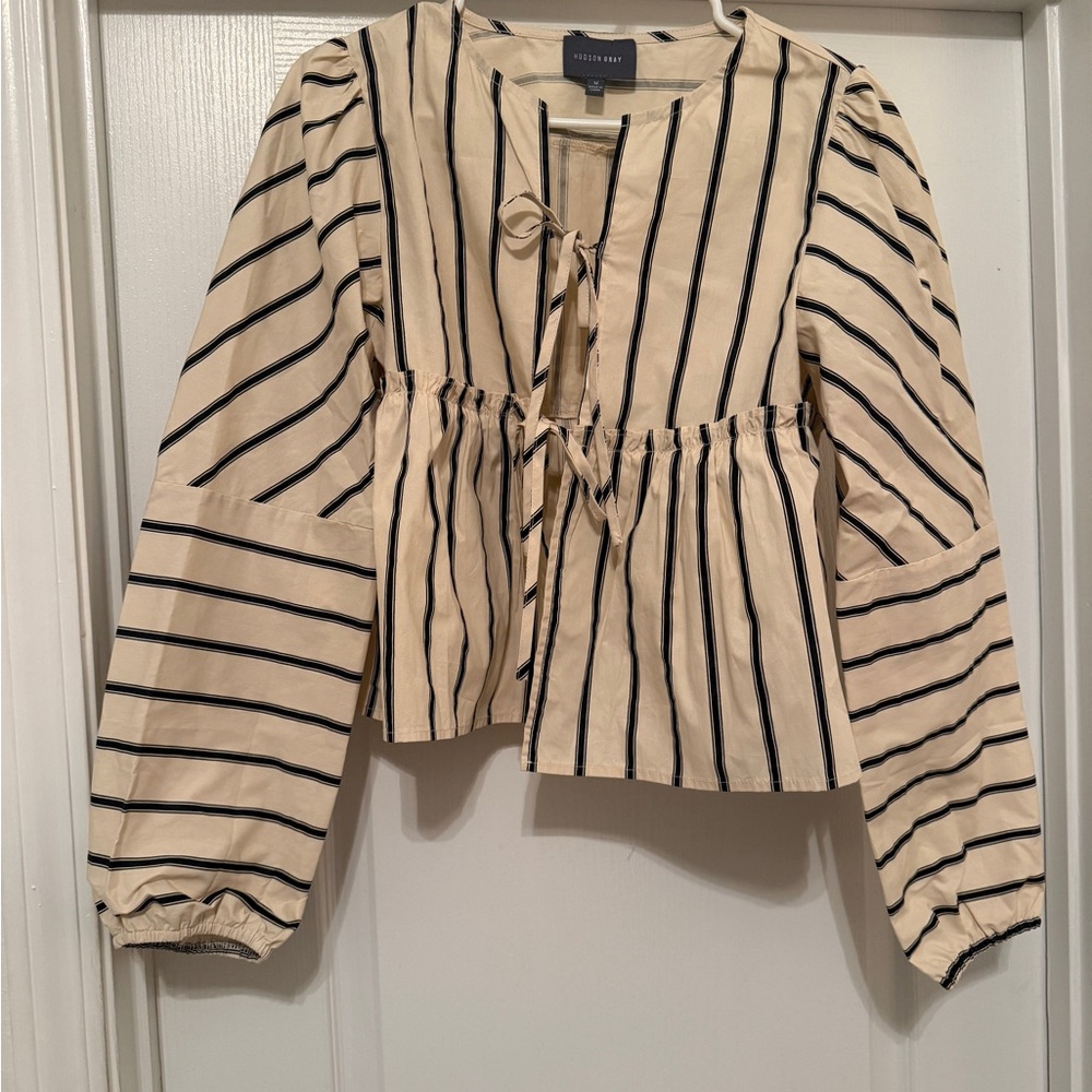Striped Blouse with Tie Front